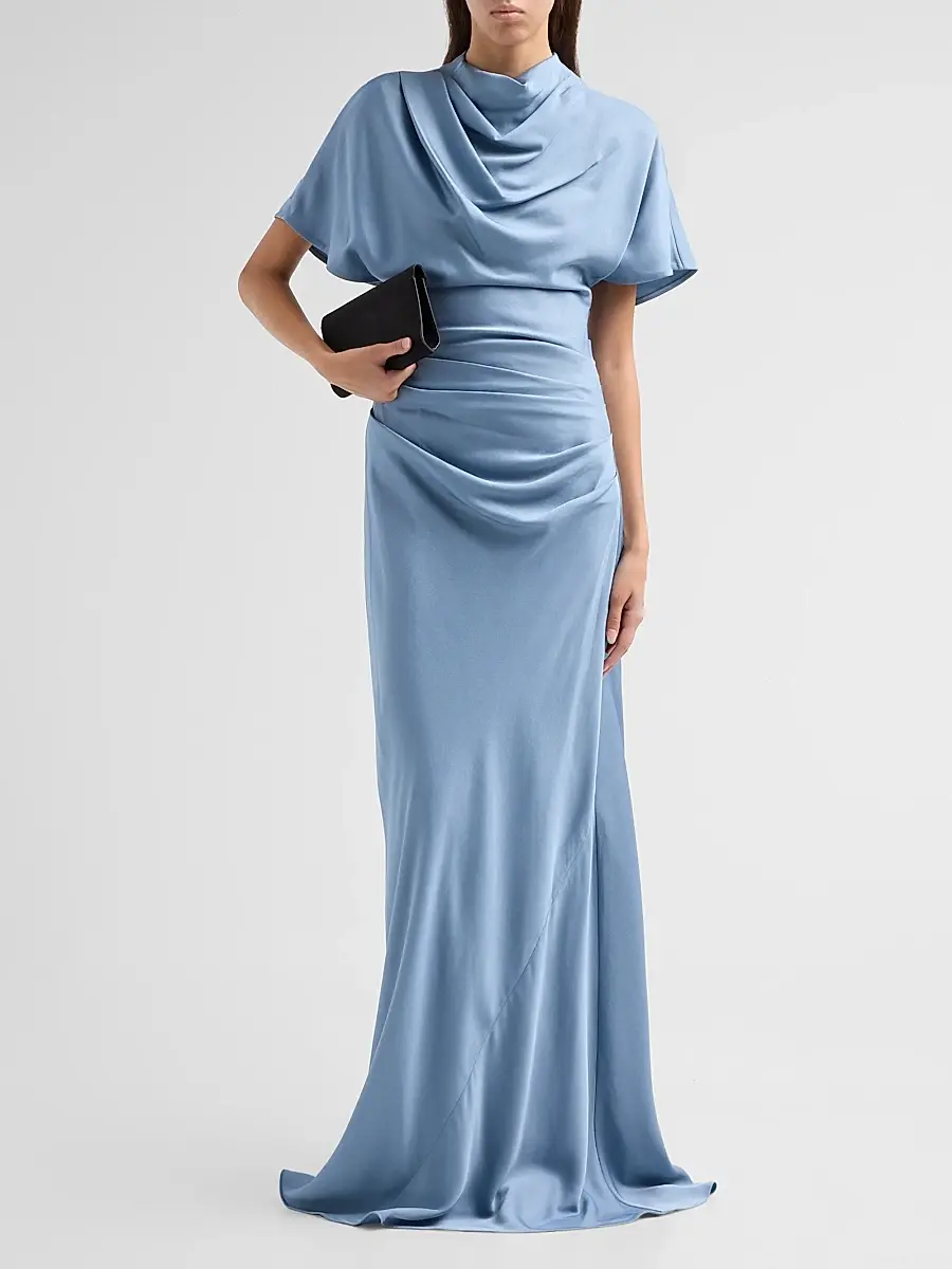 Simkhai Women's Annibelis Satin Draped Gown | Thumbnail 2 Simkhai Women's Annibelis Satin Draped Gown | Thumbnail 2