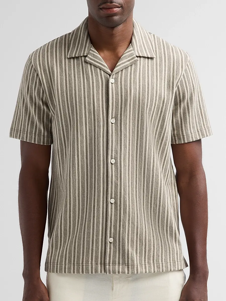 Vince Men's Cabana Striped Camp Shirt | Thumbnail 5 Vince Men's Cabana Striped Camp Shirt | Thumbnail 5