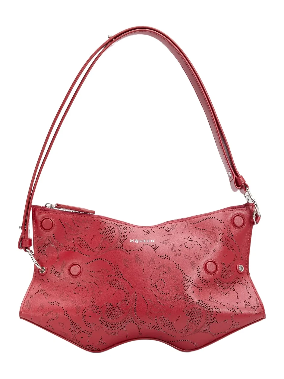 Alexander McQueen Women's Manta Laser-Cut Leather Clutch