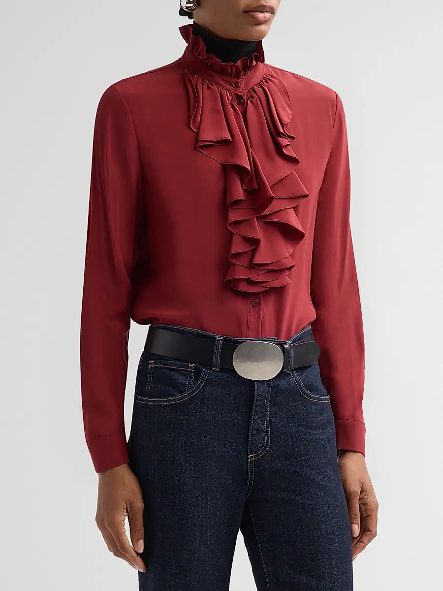 Nili Lotan Women's Lily Silk Ruffle Blouse | Thumbnail 4 Nili Lotan Women's Lily Silk Ruffle Blouse | Thumbnail 4