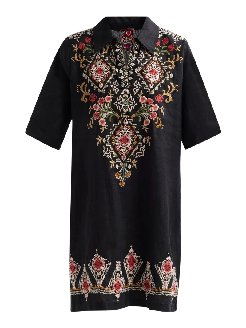 Women's Tamira Linen Relaxed Henley Tunic Dress