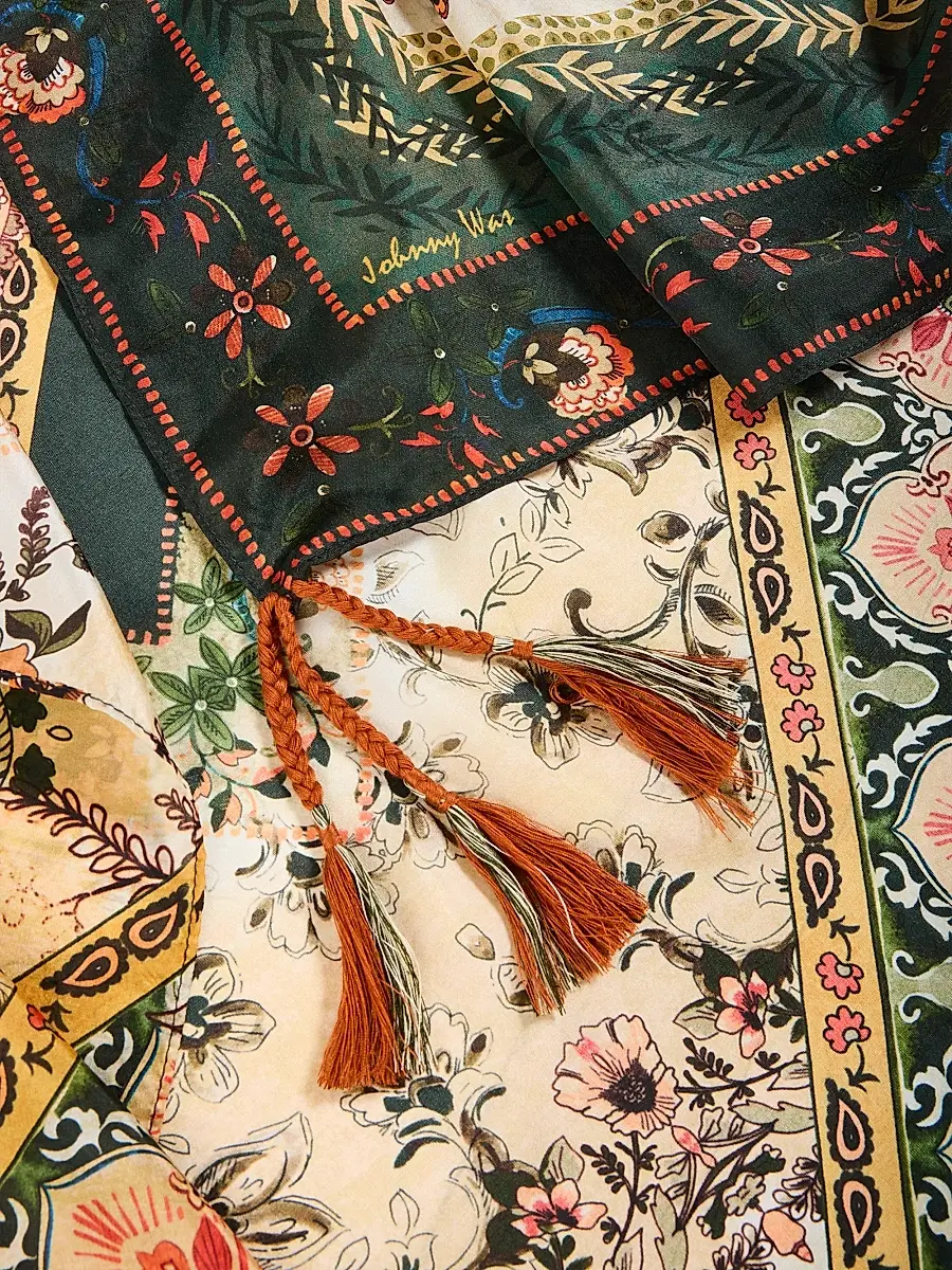 Johnny Was Women's Solana Printed Silk Scarf | Thumbnail 4 Johnny Was Women's Solana Printed Silk Scarf | Thumbnail 4