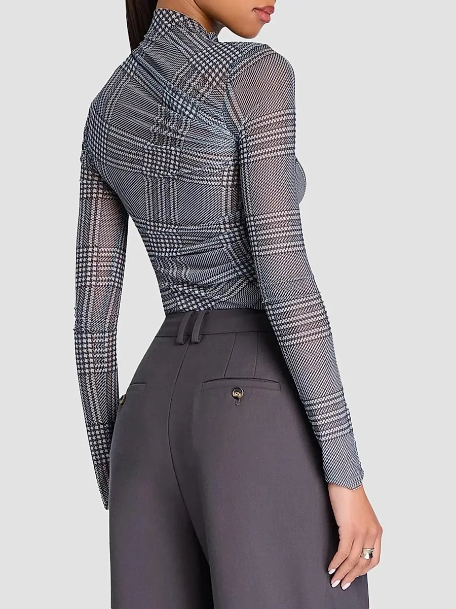 SEROYA Women's Christina Glen Check Mesh Top | Thumbnail 3 SEROYA Women's Christina Glen Check Mesh Top | Thumbnail 3
