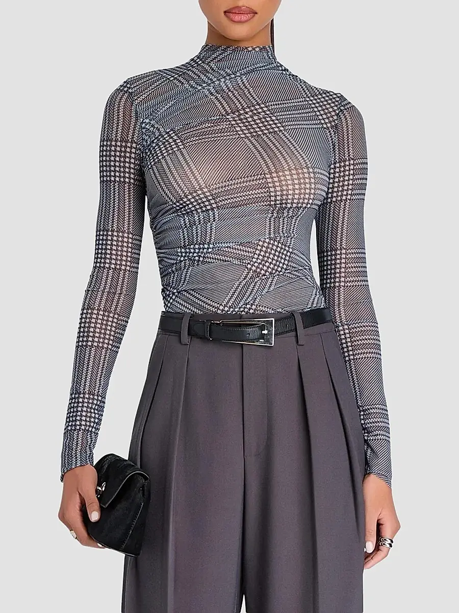 SEROYA Women's Christina Glen Check Mesh Top | Thumbnail 4 SEROYA Women's Christina Glen Check Mesh Top | Thumbnail 4