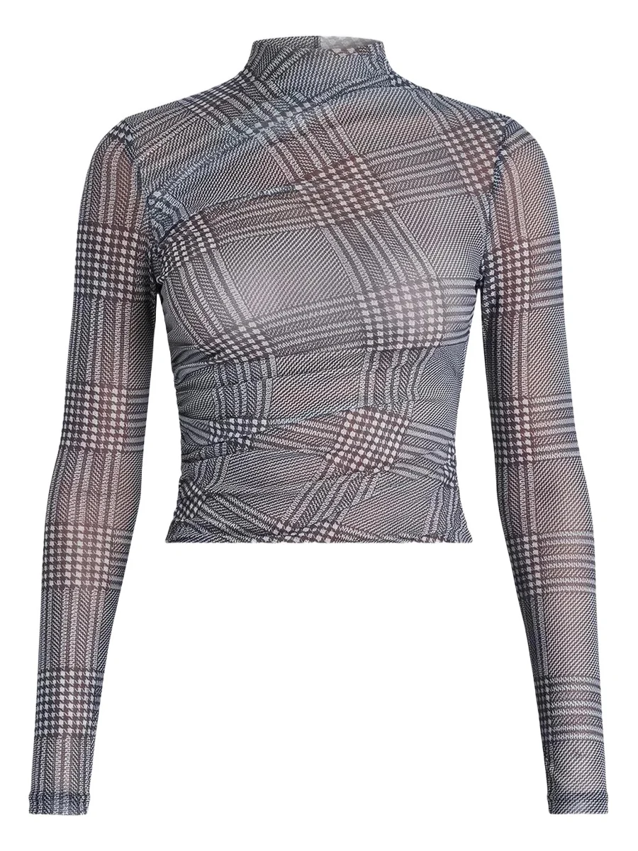 SEROYA Women's Christina Glen Check Mesh Top