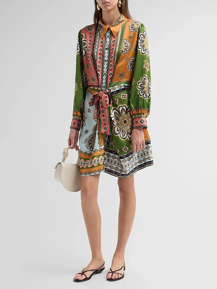 Johnny Was Women's Kesia Maxima Tie-Waist Mini Shirtdress | Thumbnail 4