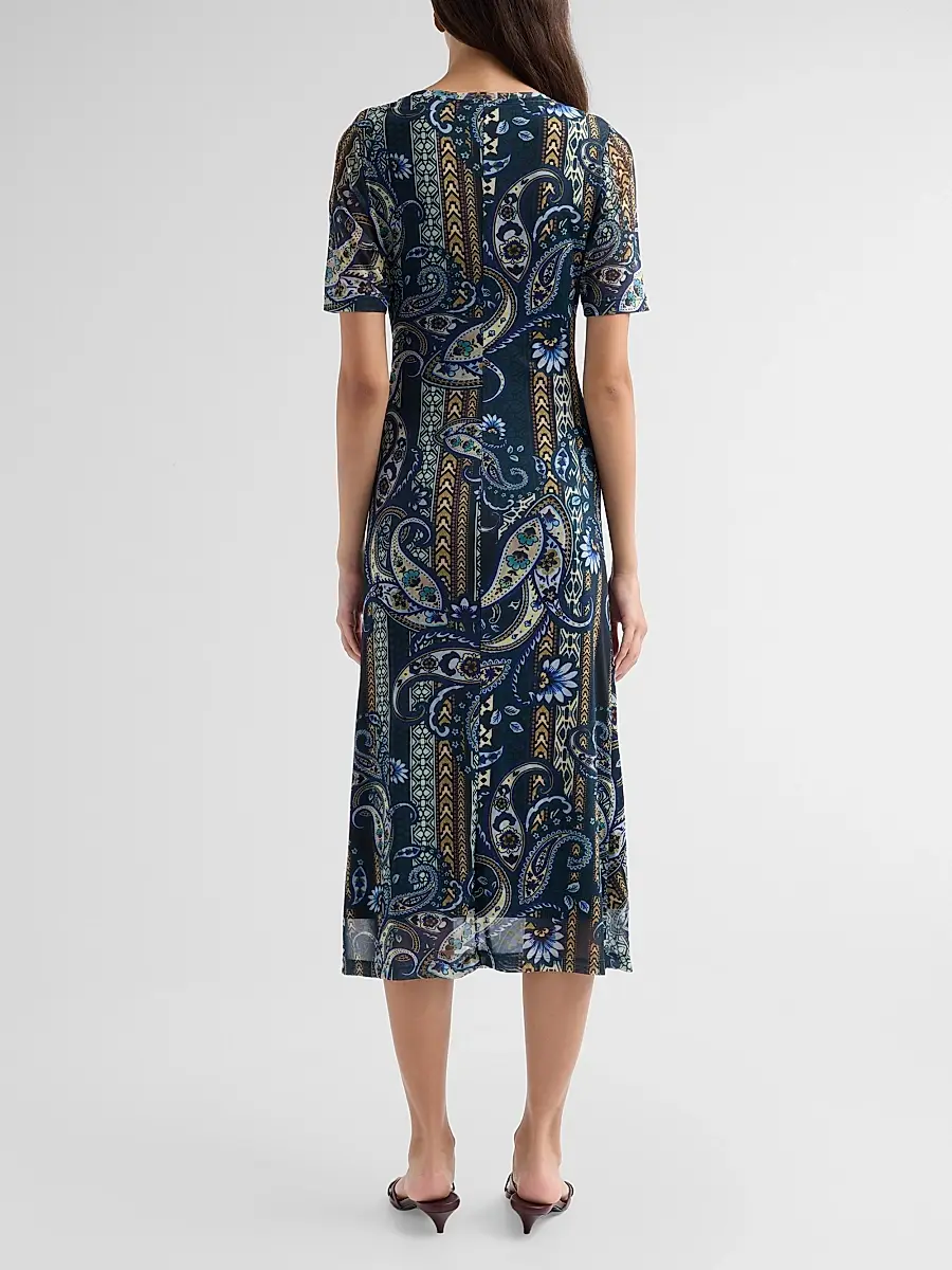 Johnny Was Women's Montecito Ruched Mesh Midi Dress | Thumbnail 3 Johnny Was Women's Montecito Ruched Mesh Midi Dress | Thumbnail 3