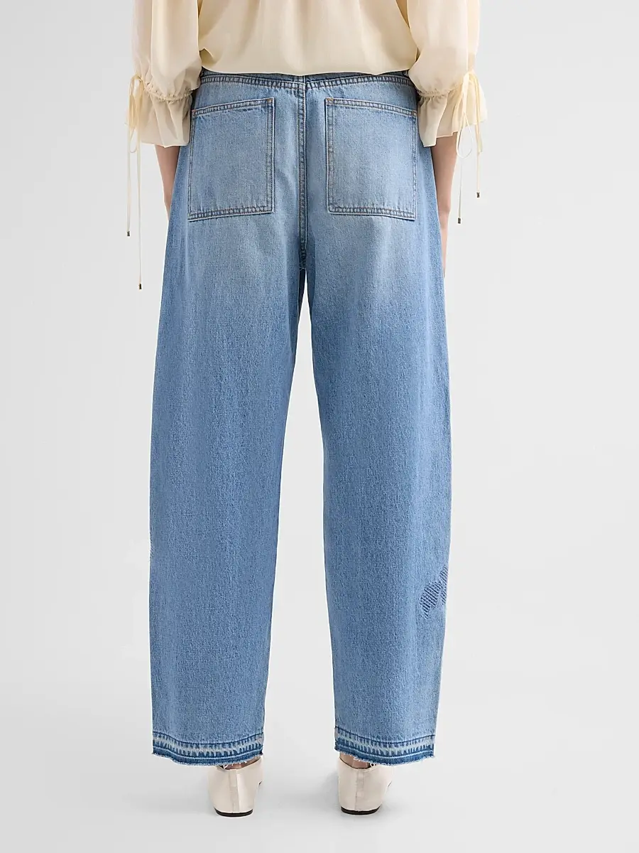 Johnny Was Women's Patchwork Bouquet Barrel-Leg Jeans | Thumbnail 3 Johnny Was Women's Patchwork Bouquet Barrel-Leg Jeans | Thumbnail 3