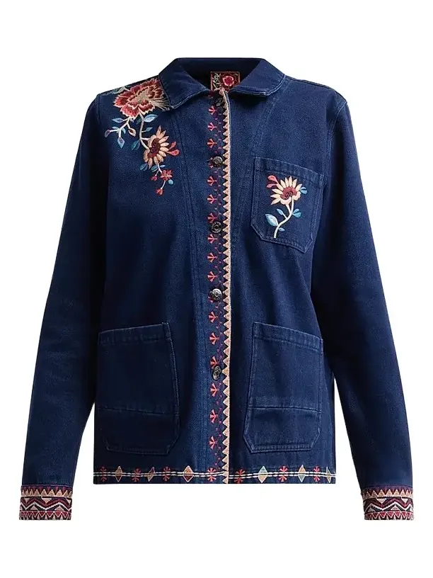 Women's Nadia Floral-Embroidered Worker Jacket Women's Nadia Floral-Embroidered Worker Jacket