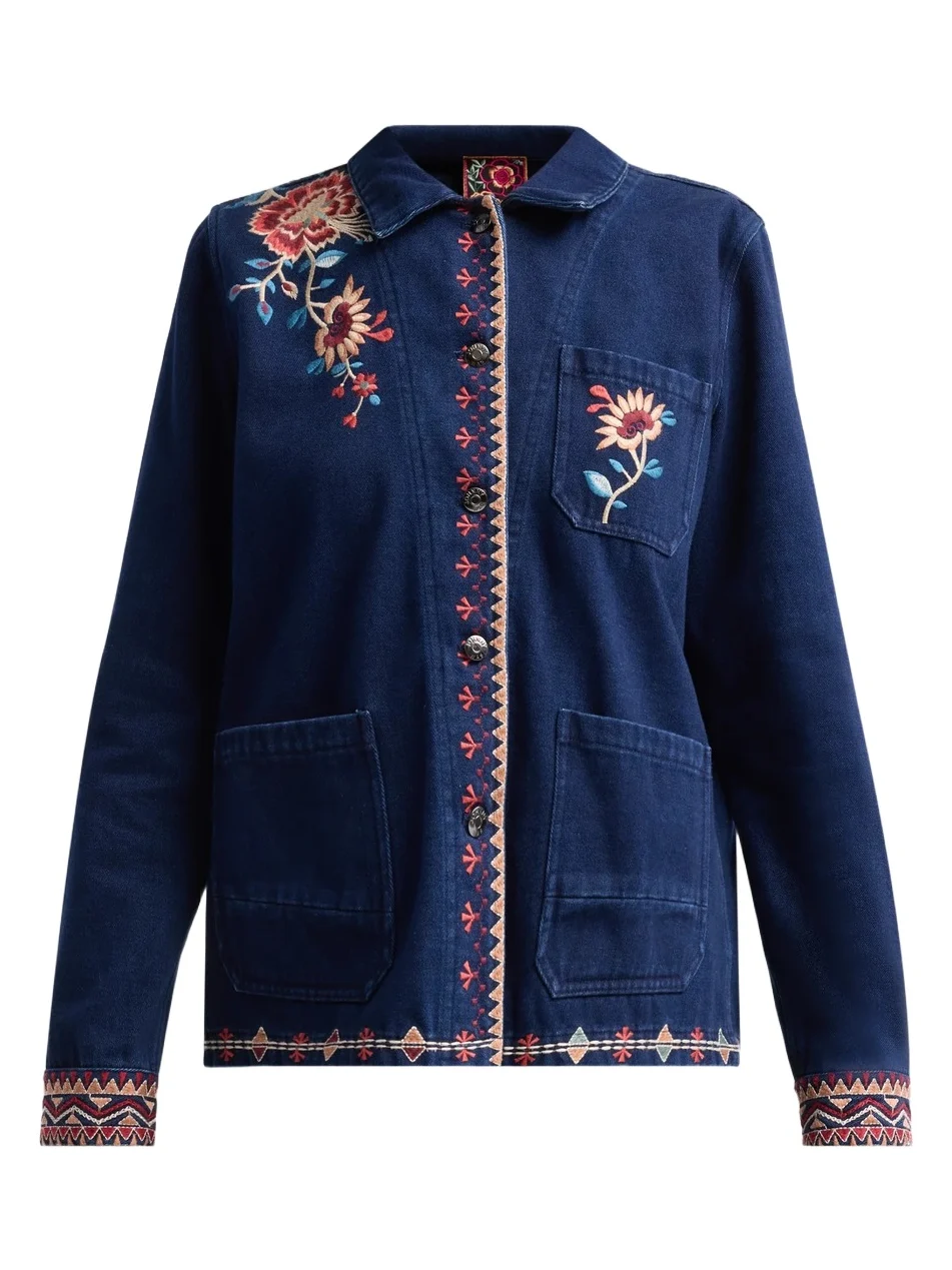 Johnny Was Women's Nadia Floral-Embroidered Worker Jacket