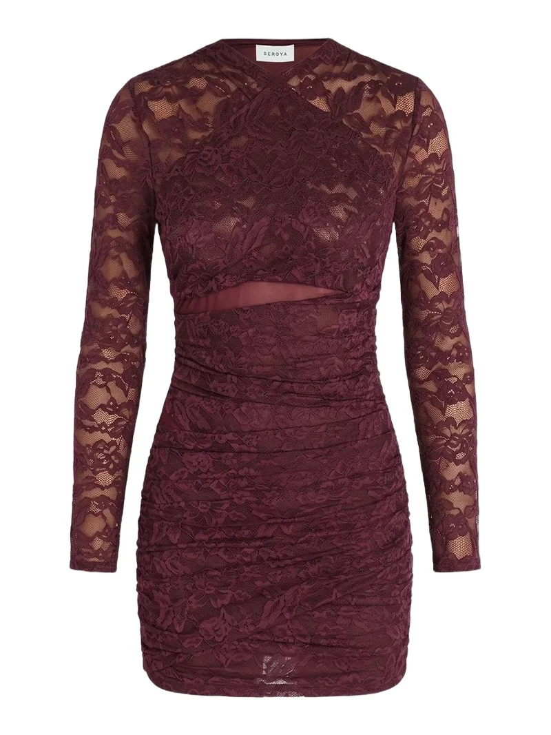SEROYA Women's Moxey Ruched Lace Mini Dress