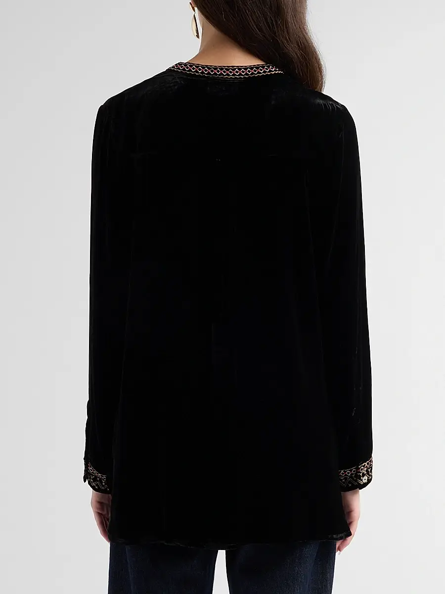 Johnny Was Women's Anya Velvet Henley Tunic | Thumbnail 3 Johnny Was Women's Anya Velvet Henley Tunic | Thumbnail 3