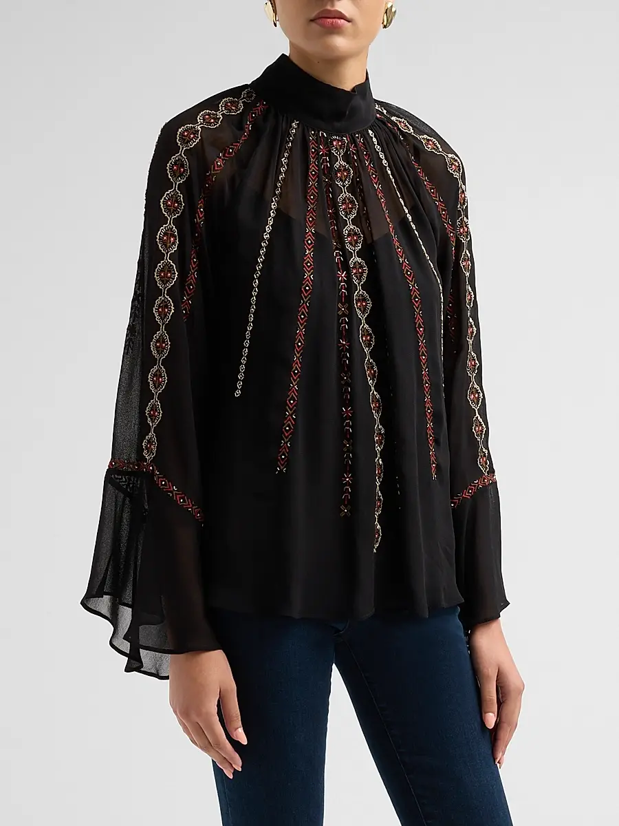 Veronica Beard Women's Tairis Embroidered Blouse | Thumbnail 4 Veronica Beard Women's Tairis Embroidered Blouse | Thumbnail 4