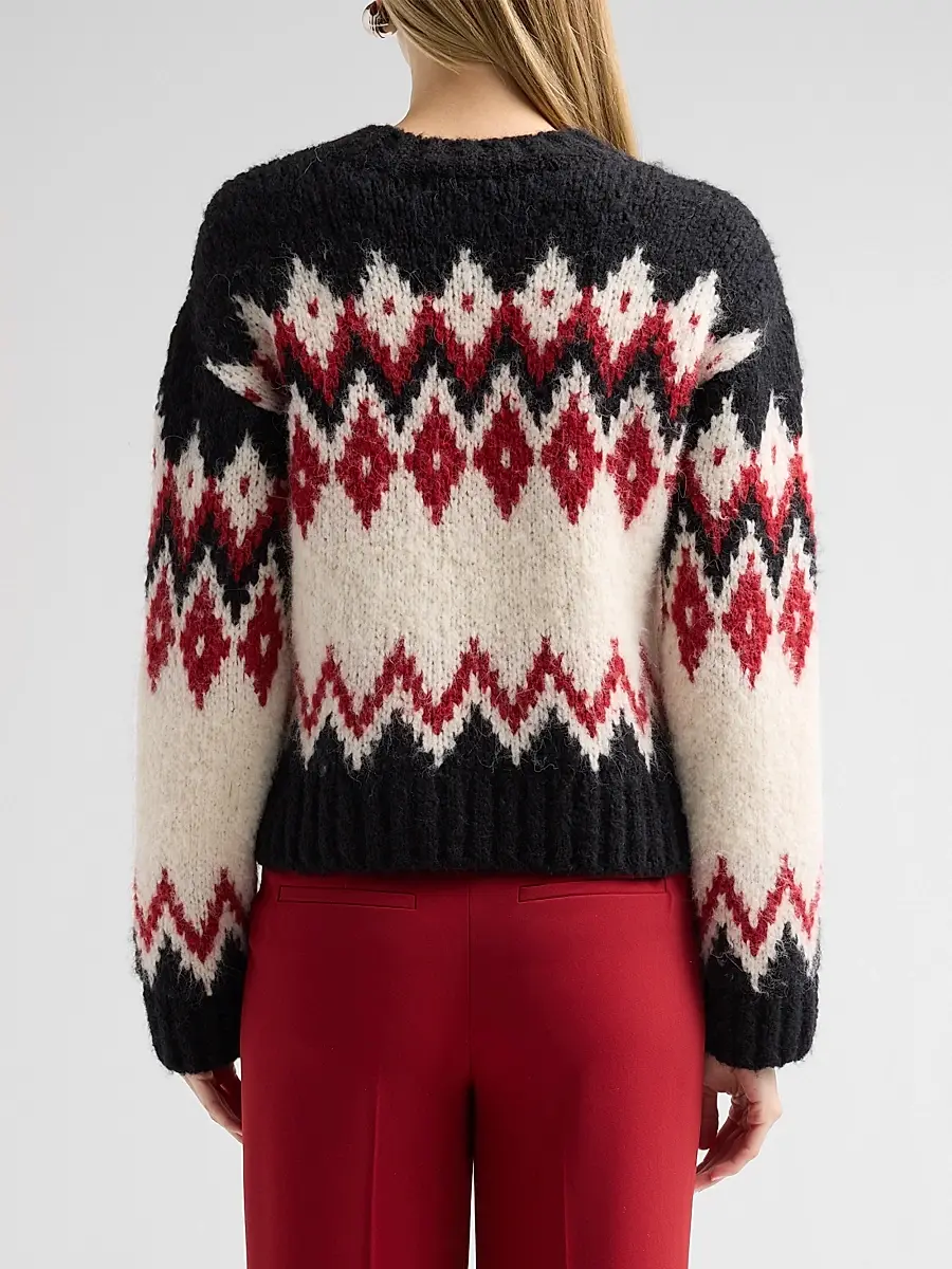 Veronica Beard Women's Jessalyn Fair Isle-Inspired Crewneck Sweater | Thumbnail 3 Veronica Beard Women's Jessalyn Fair Isle-Inspired Crewneck Sweater | Thumbnail 3