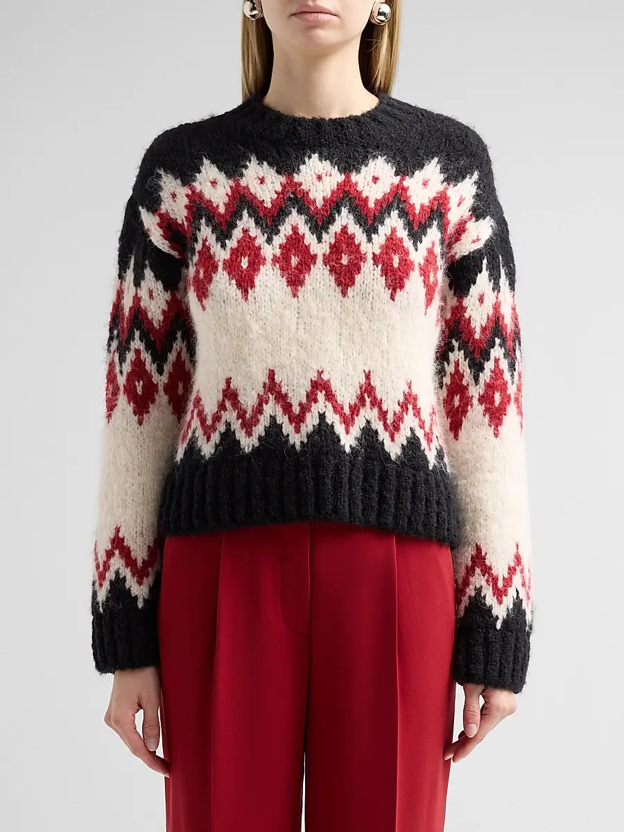Veronica Beard Women's Jessalyn Fair Isle-Inspired Crewneck Sweater | Thumbnail 5 Veronica Beard Women's Jessalyn Fair Isle-Inspired Crewneck Sweater | Thumbnail 5