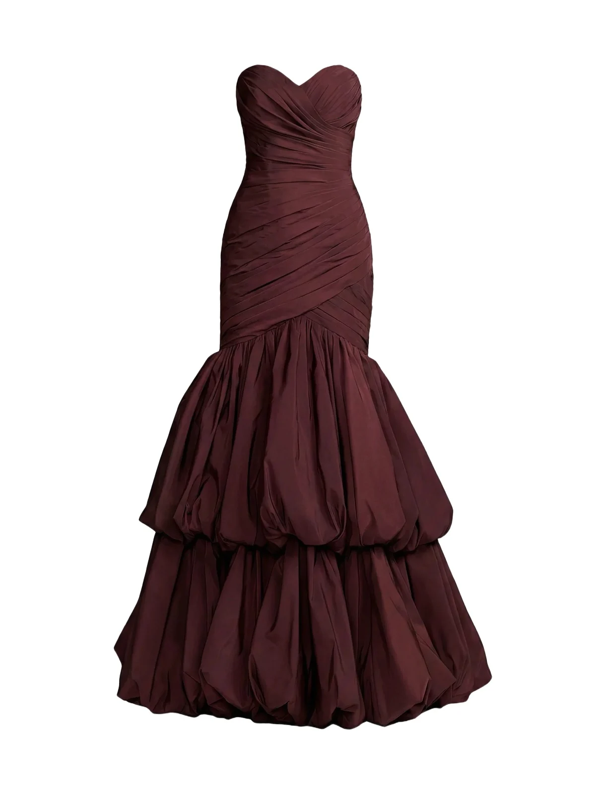 Mac Duggal Women's Strapless Tiered-Bubble Faille Trumpet Gown