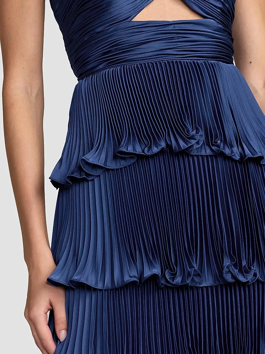 Mac Duggal Women's Ieena Pleated Charmeuse Strapless Tiered Ruffle Gown | Thumbnail 5 Mac Duggal Women's Ieena Pleated Charmeuse Strapless Tiered Ruffle Gown | Thumbnail 5