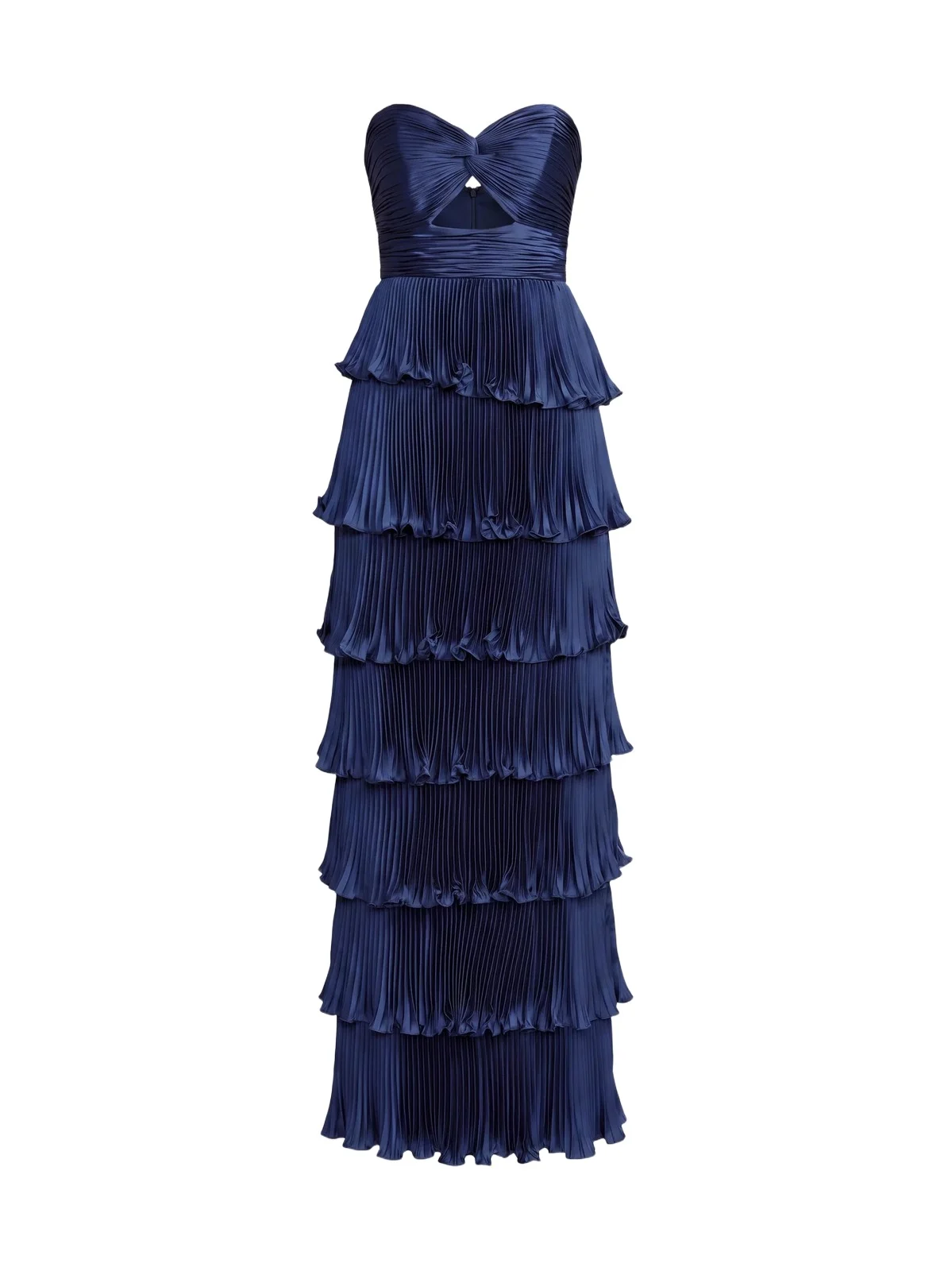 Mac Duggal Women's Ieena Pleated Charmeuse Strapless Tiered Ruffle Gown