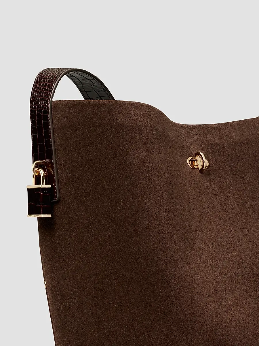 Tory Burch Women's Lock Suede Bucket Bag | Thumbnail 2 Tory Burch Women's Lock Suede Bucket Bag | Thumbnail 2