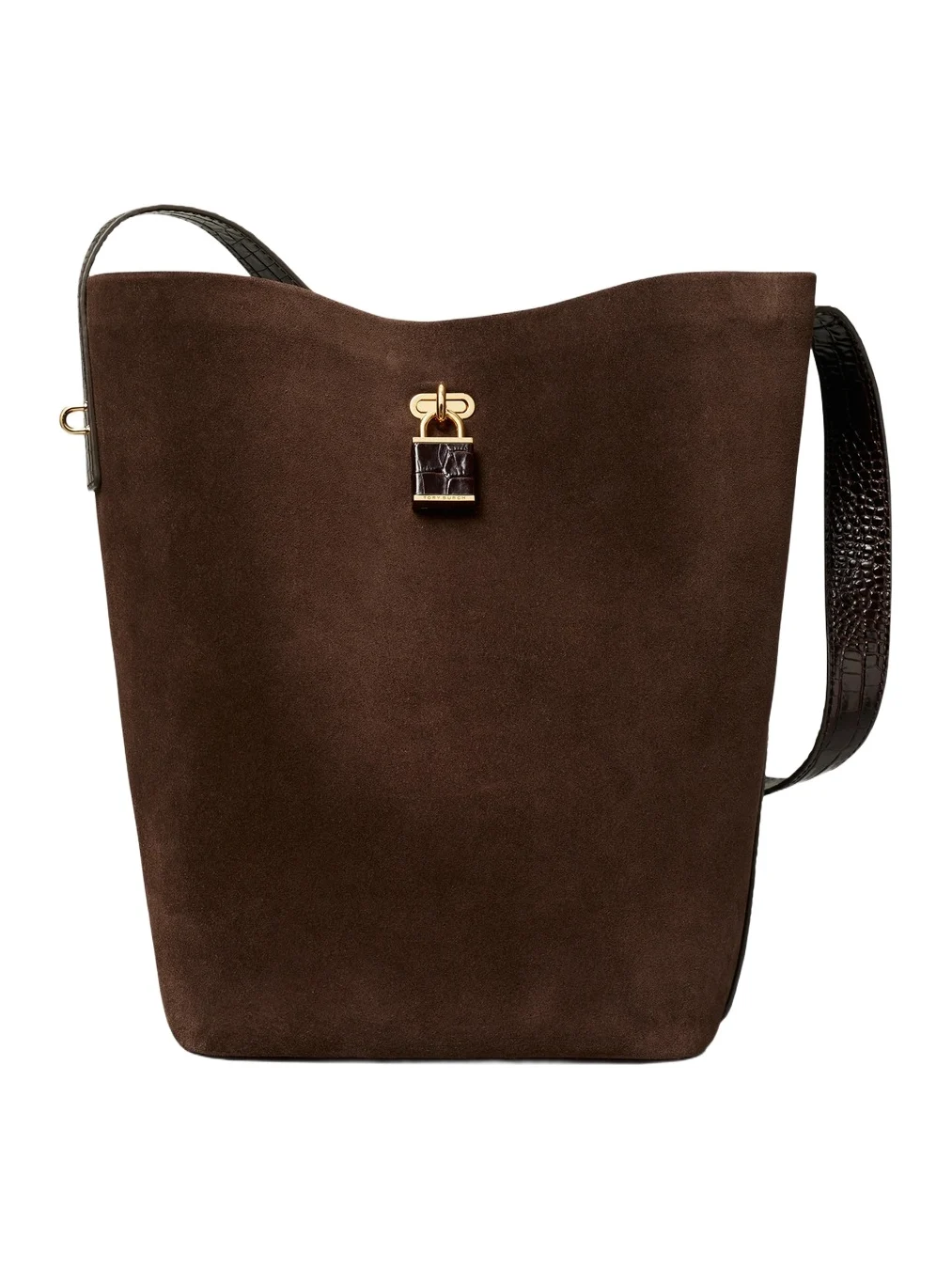 Women's Lock Suede Bucket Bag