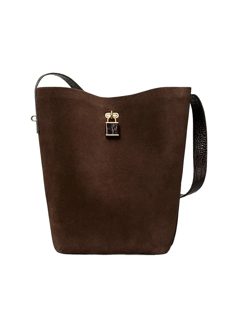 Tory Burch Women's Lock Suede Bucket Bag