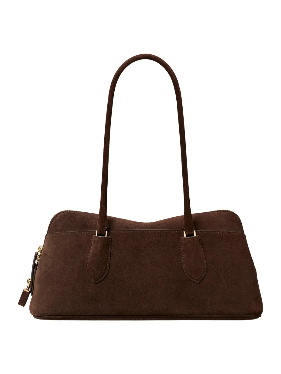 Women's Lock Suede East-West Satchel