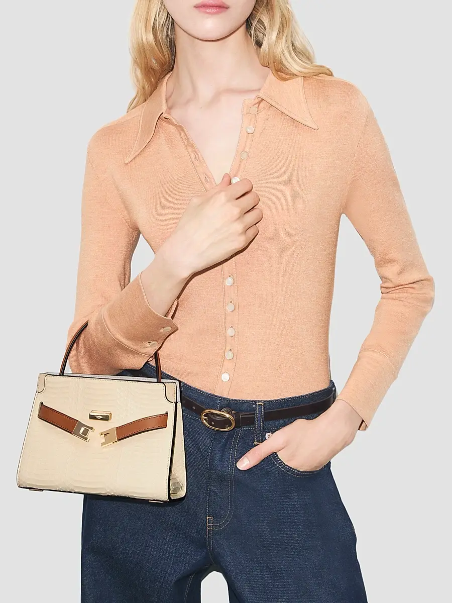 Tory Burch Women's Lee Radziwill Small Snake-Embossed Leather Top Handle Bag | Thumbnail 2 Tory Burch Women's Lee Radziwill Small Snake-Embossed Leather Top Handle Bag | Thumbnail 2