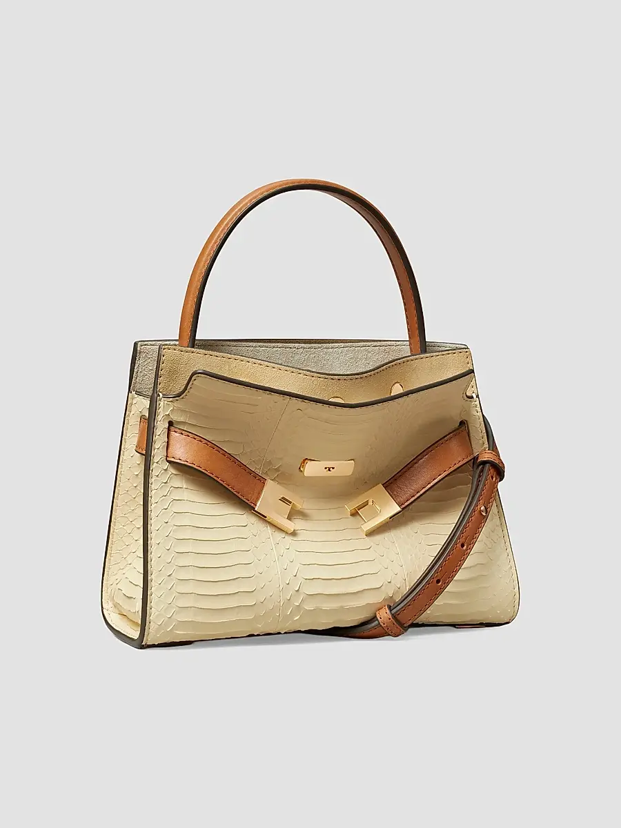 Tory Burch Women's Lee Radziwill Small Snake-Embossed Leather Top Handle Bag | Thumbnail 4 Tory Burch Women's Lee Radziwill Small Snake-Embossed Leather Top Handle Bag | Thumbnail 4