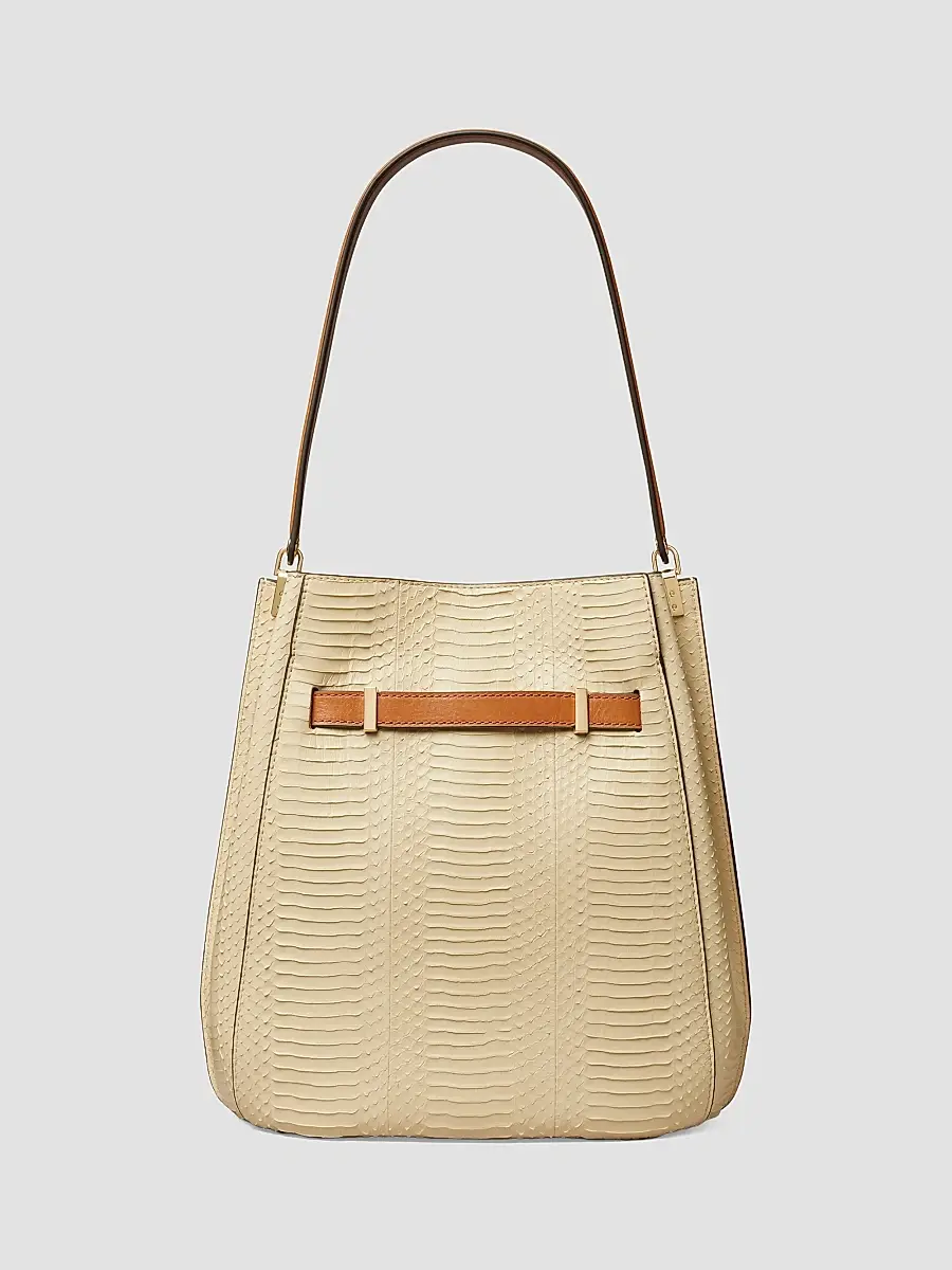 Tory Burch Women's Lee Radziwill Snake-Embossed Leather Bucket Bag | Thumbnail 3