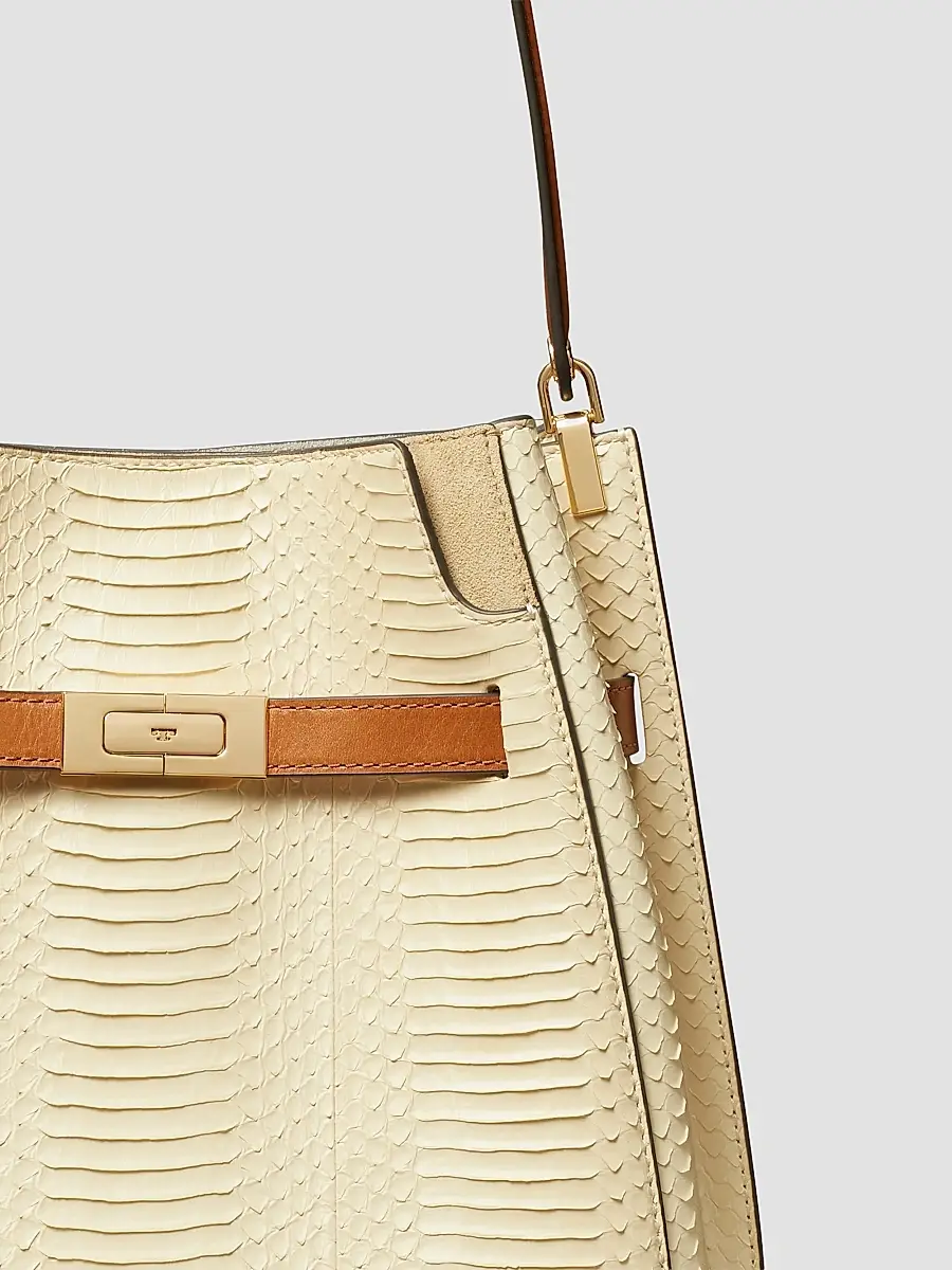 Tory Burch Women's Lee Radziwill Snake-Embossed Leather Bucket Bag | Thumbnail 6