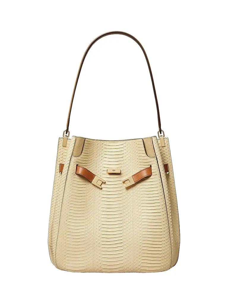 Women's Lee Radziwill Snake-Embossed Leather Bucket Bag