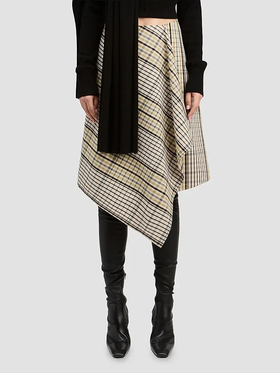 Derek Lam Women's Alexander Asymmetric Plaid Cotton-Blend Midi Skirt | Thumbnail 4 Derek Lam Women's Alexander Asymmetric Plaid Cotton-Blend Midi Skirt | Thumbnail 4