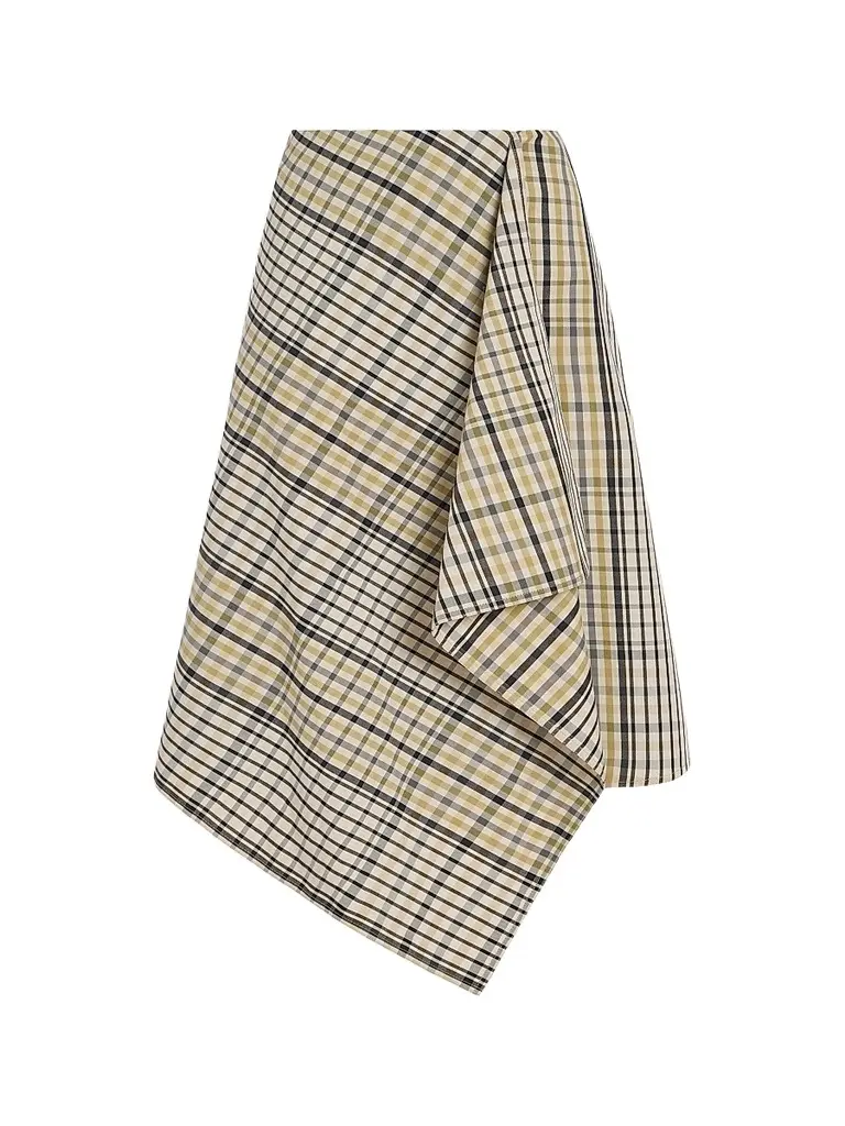 Derek Lam Women's Alexander Asymmetric Plaid Cotton-Blend Midi Skirt