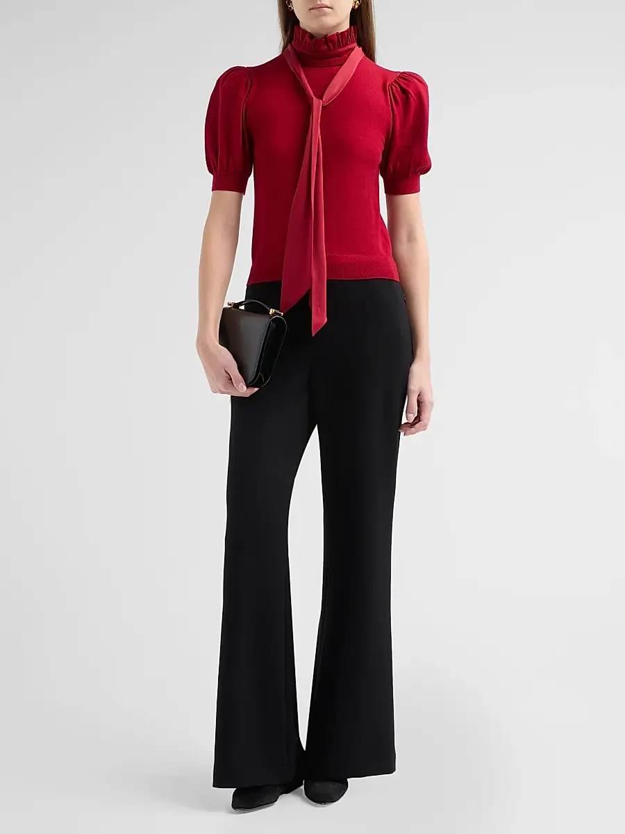Alice + Olivia Women's Chase Puff Sleeve Tie Sweater | Thumbnail 2