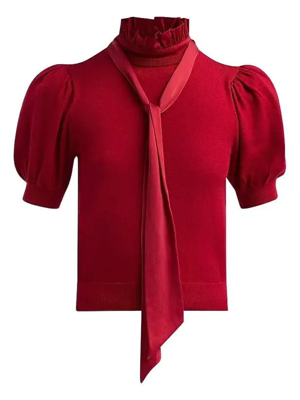 Women's Chase Puff Sleeve Tie Sweater Women's Chase Puff Sleeve Tie Sweater
