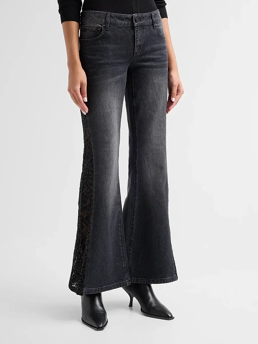Alice + Olivia Women's Sirena Embellished Low-Rise Bell Bottom Jeans | Thumbnail 3 Alice + Olivia Women's Sirena Embellished Low-Rise Bell Bottom Jeans | Thumbnail 3