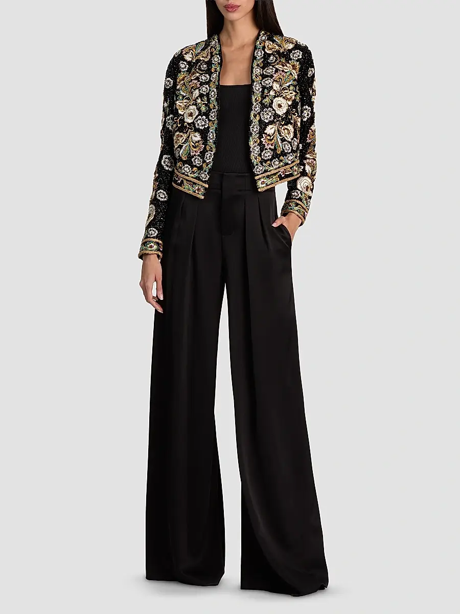 Alice + Olivia Women's Harvey Embellished Embroidered Jacket | Thumbnail 2 Alice + Olivia Women's Harvey Embellished Embroidered Jacket | Thumbnail 2