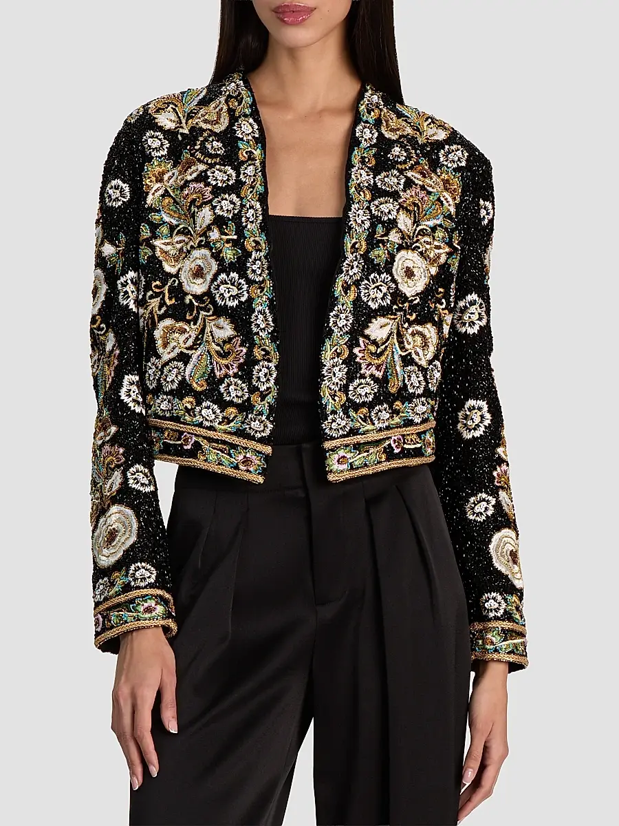 Alice + Olivia Women's Harvey Embellished Embroidered Jacket | Thumbnail 4 Alice + Olivia Women's Harvey Embellished Embroidered Jacket | Thumbnail 4