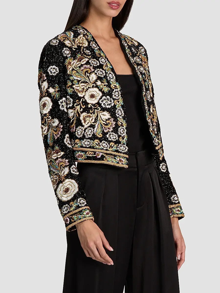Alice + Olivia Women's Harvey Embellished Embroidered Jacket | Thumbnail 6 Alice + Olivia Women's Harvey Embellished Embroidered Jacket | Thumbnail 6