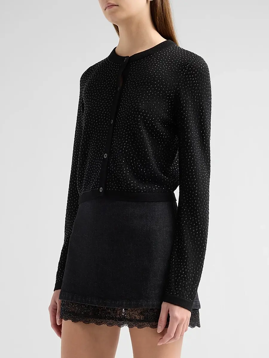 Alice + Olivia Women's Carson Embellished Wool Cardigan | Thumbnail 4