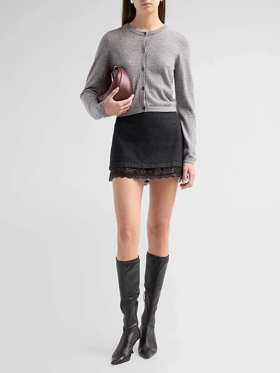 Alice + Olivia Women's Carson Embellished Wool Cardigan | Thumbnail 2
