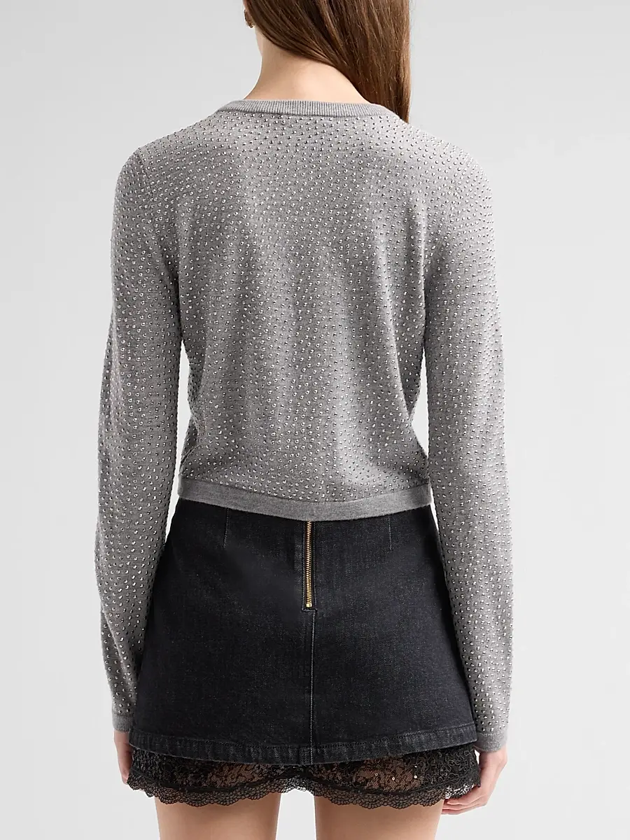Alice + Olivia Women's Carson Embellished Wool Cardigan | Thumbnail 3