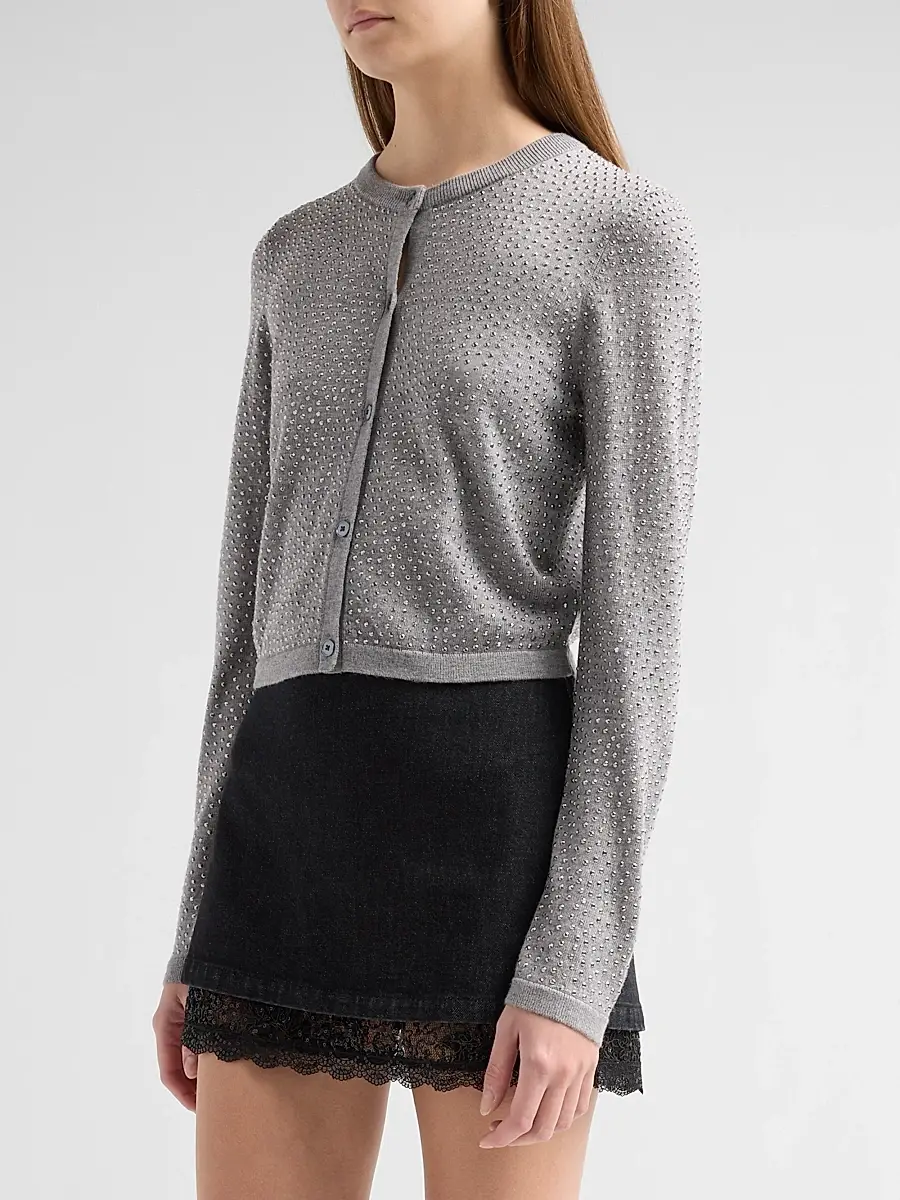 Alice + Olivia Women's Carson Embellished Wool Cardigan | Thumbnail 4