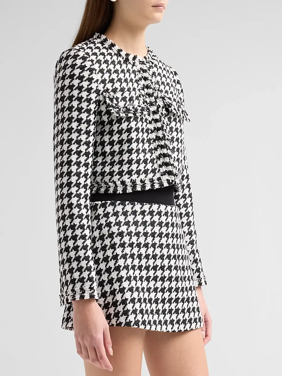 Alice + Olivia Women's Dumont Houndstooth Boxy Jacket | Thumbnail 4