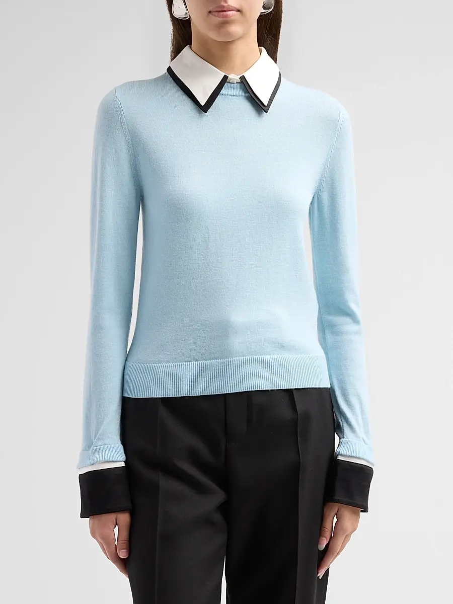 Alice + Olivia Women's Porla Double Collar Sweater | Thumbnail 4