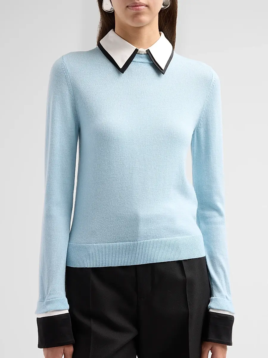Alice + Olivia Women's Porla Double Collar Sweater | Thumbnail 5