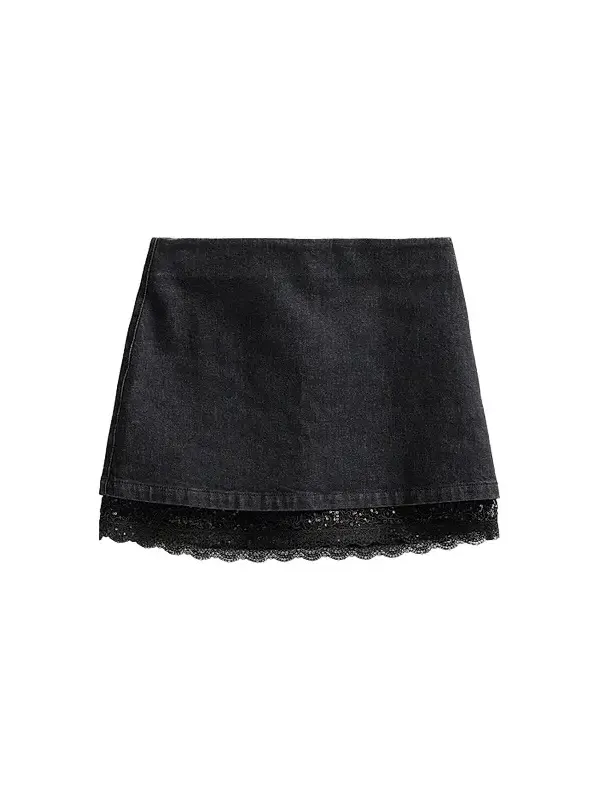 Women's Rubi Lace-Trim Denim Mini Skirt