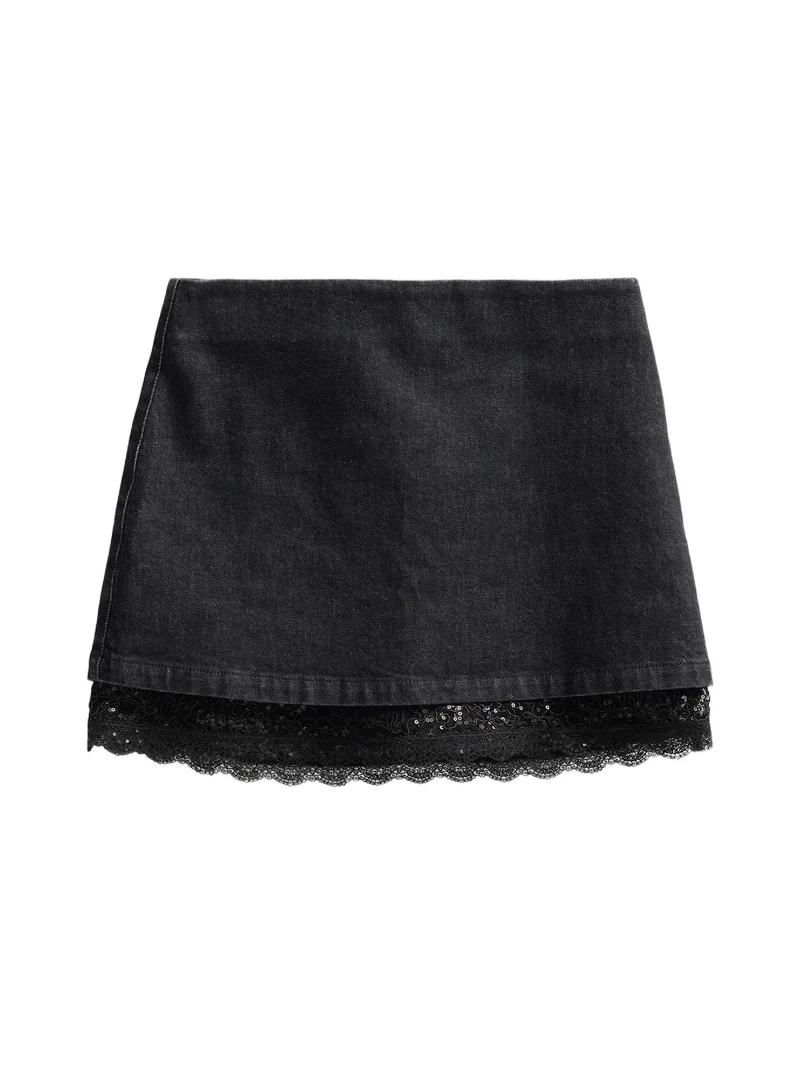 Women's Rubi Lace-Trim Denim Mini Skirt