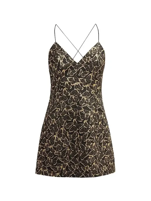 Alice + Olivia Women's Tayla Butterfly-Print V-neck Mini Dress