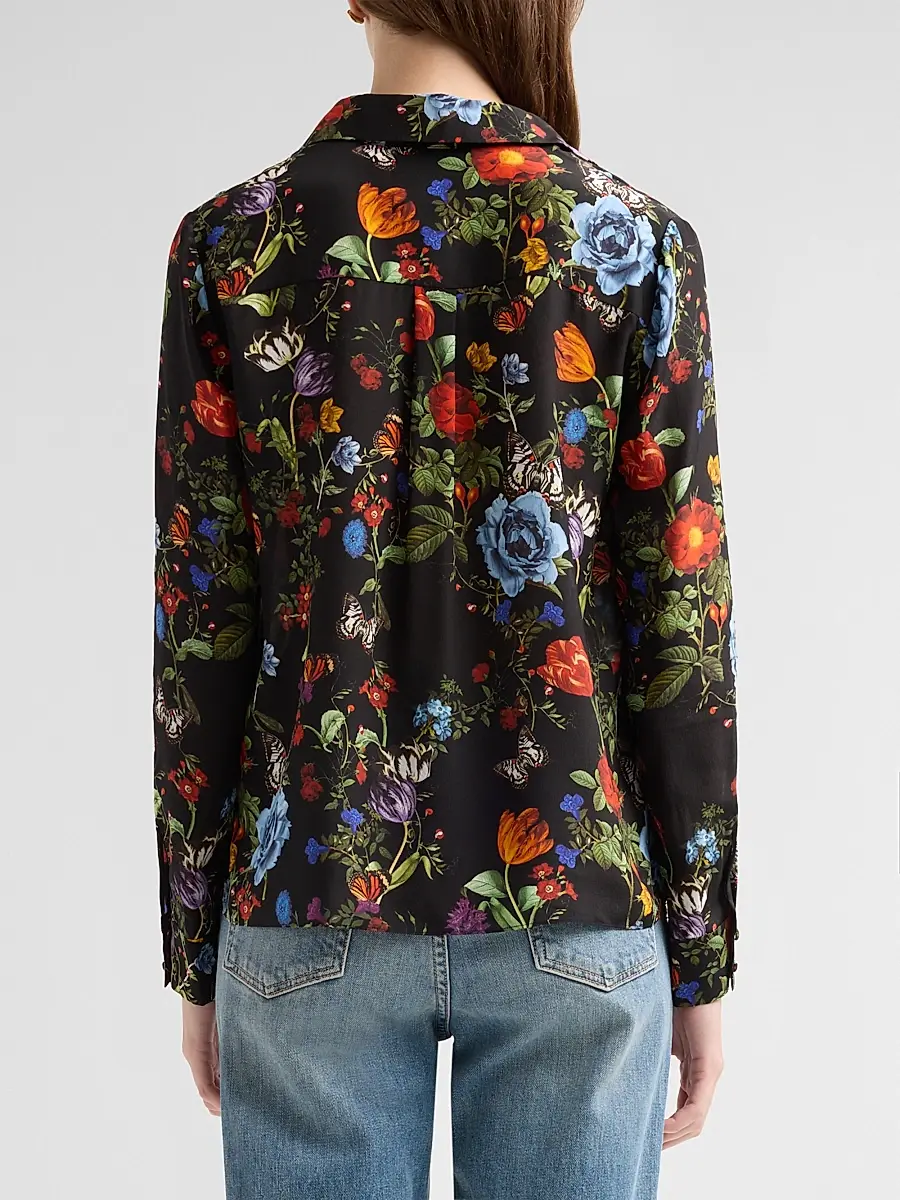 Alice + Olivia Women's Willa Floral Silk Button-Front Blouse | Thumbnail 3